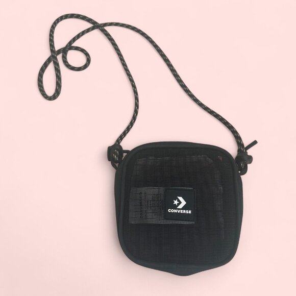 CONVERSE Black Mesh Mini  Zip Crossbody Bag - Picture 1 of 5